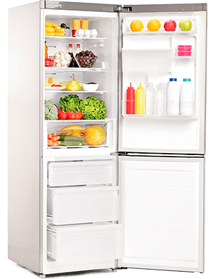 открытый холодильник двухстворчатый